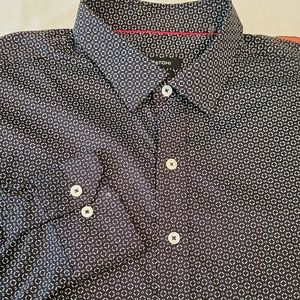 Bugatchi White Black Dress Shirt XL